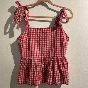 Madewell Rosalie Tie-Strap Top in Seersucker Check